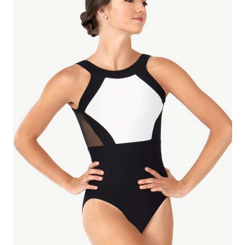 So Danca Womens Mesh Back Two-Tone Tank Leotard